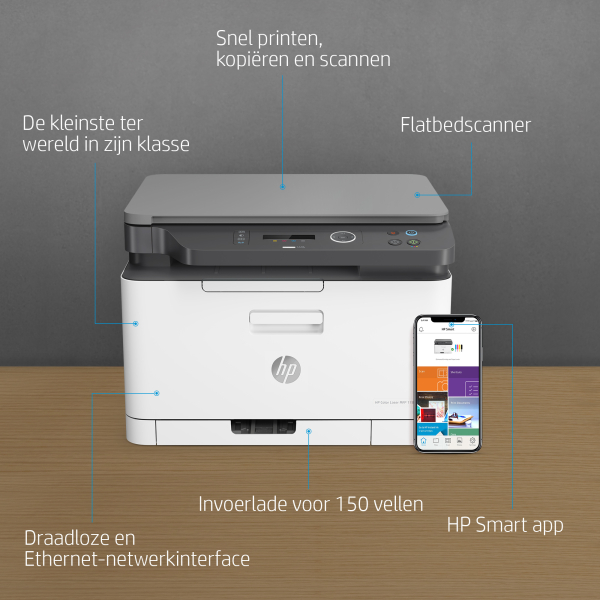 HP Color Laser MFP 178nw, Kleur, Printer voor Printen, kopiëren, scannen, Scans naar pdf - Afbeelding 2