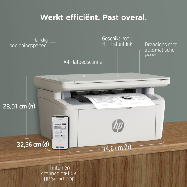 HP LaserJet MFP M140w printer, Zwart-wit, Printer voor Kleine kantoren, Printen, kopiëren, scannen, Scannen naar e-mail; Scannen naar pdf; Compact formaat - Afbeelding 8