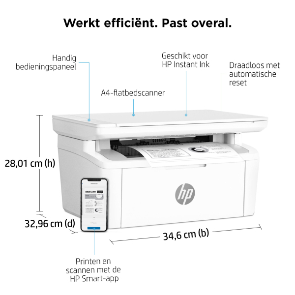 HP LaserJet MFP M140w printer, Zwart-wit, Printer voor Kleine kantoren, Printen, kopiëren, scannen, Scannen naar e-mail; Scannen naar pdf; Compact formaat - Afbeelding 6