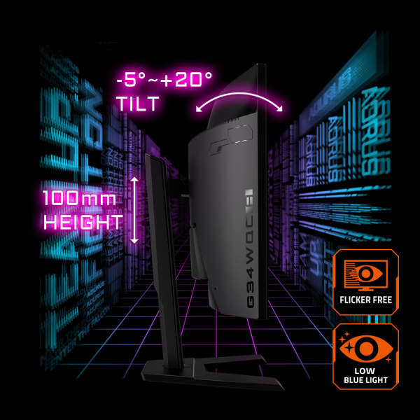 GIGABYTE G34WQC A computer monitor 86,4 cm (34") 3440 x 1440 Pixels UltraWide Quad HD LCD Zwart - Afbeelding 12
