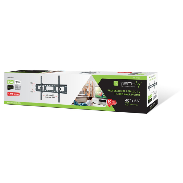 Techly ICA-PLB 131L tv-bevestiging 165,1 cm (65") Zwart - Afbeelding 2