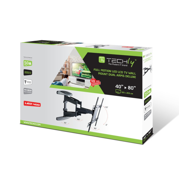 Techly ICA-PLB 172L tv-bevestiging 2,03 m (80") Zwart - Afbeelding 2