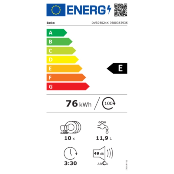 Vaatwasser BEKO DVS05024X Roestvrij staal (45 cm) - Afbeelding 4