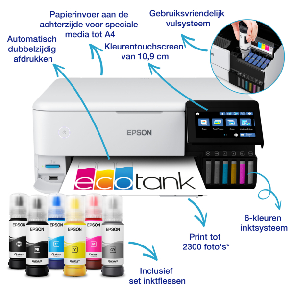 Epson EcoTank ET-8500 A4 Wi-Fi-fotoprinter met inkttank - Afbeelding 2